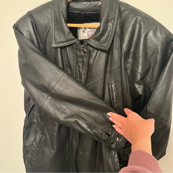 Vintage American Leather Black Long Genuine Leather Jacket - Picture 4 of 16